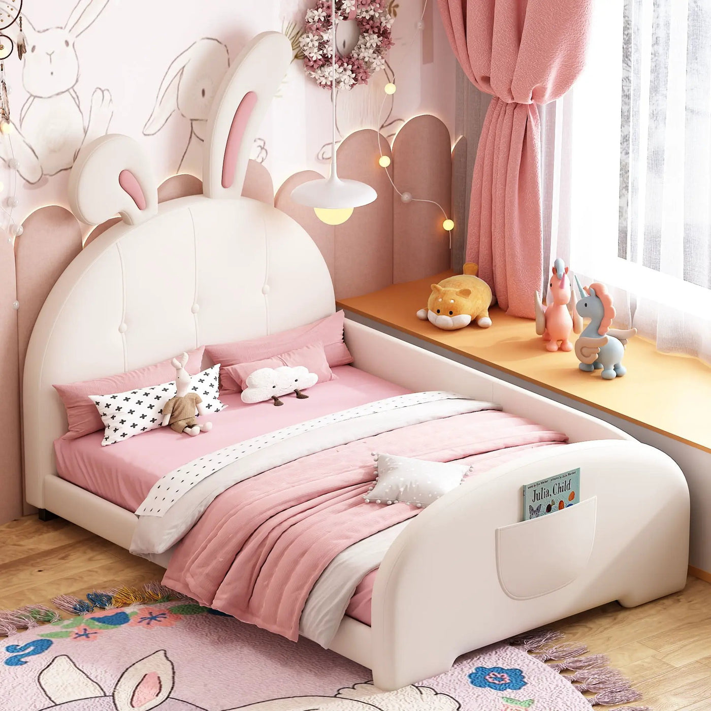 Upholstered Rabbit-Shape Princess Bed With Headboard And Footboard by Unique Piece Furniture