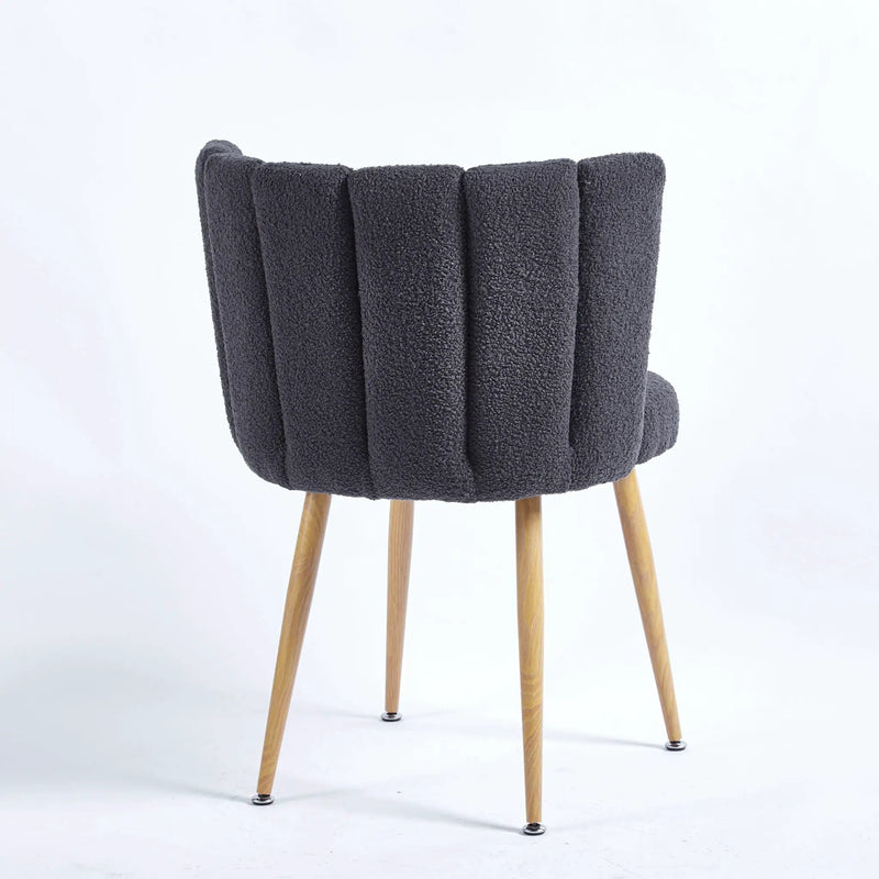 Modern Dining Chair (Set of 2) With Iron Tube Wood Color Legs, Shorthair Cushions And Comfortable Backrest, Suitable For Dining Room, Living Room, Cafe, Simple Structure by HouseOfZazla