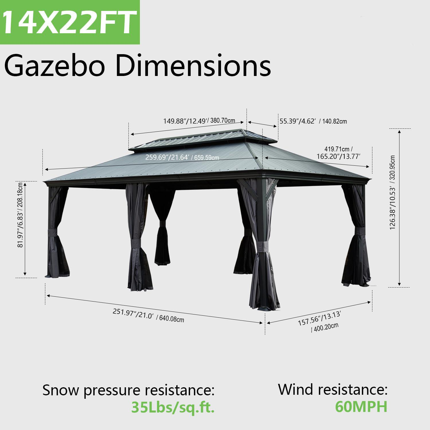 14'x22' Hardtop Gazebo with Resin Roof by HouseOfZazla