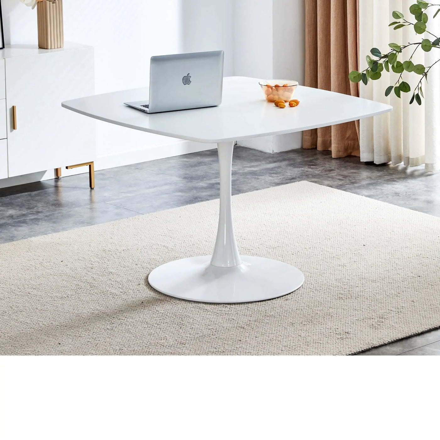 Table Mid-Century Dining Table For 4-6 People With Round Table Top, Pedestal Dining Table, End Table Leisure Coffee Table by Unique Piece Furniture
