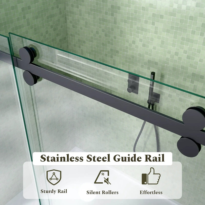 56-60"W x 60"H Frameless Sliding Tub Shower Door Enclosure, Matte Glass by HouseOfZazla