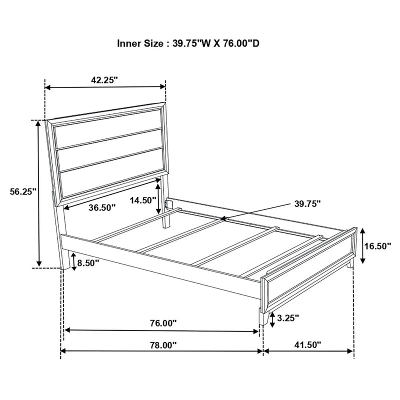 Twin Panel Bed With Tapered Legs - Gray by HouseOfZazla