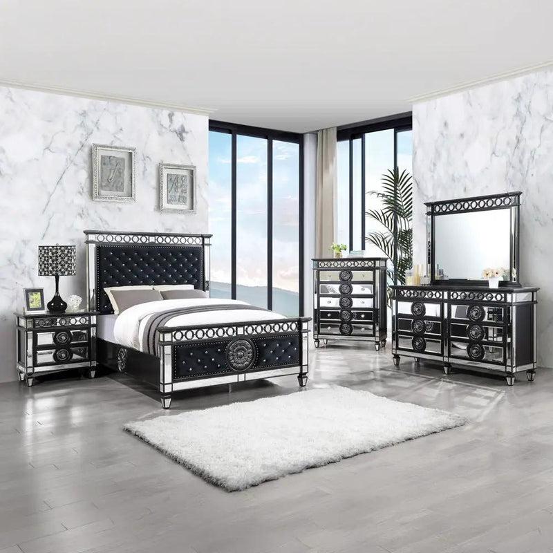 Varian II - Chest - Mirrored, Black & Sliver by Unique Piece Furniture
