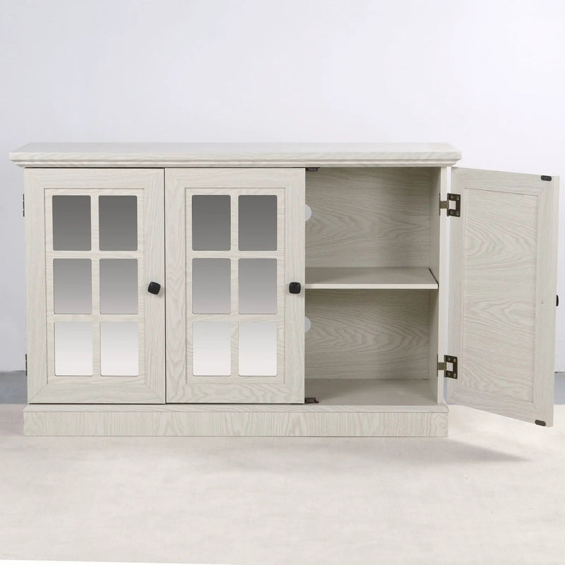 Storage Cabinet With 3 Mirrored Acrylic Doors, Adjustable Shelves by HouseOfZazla