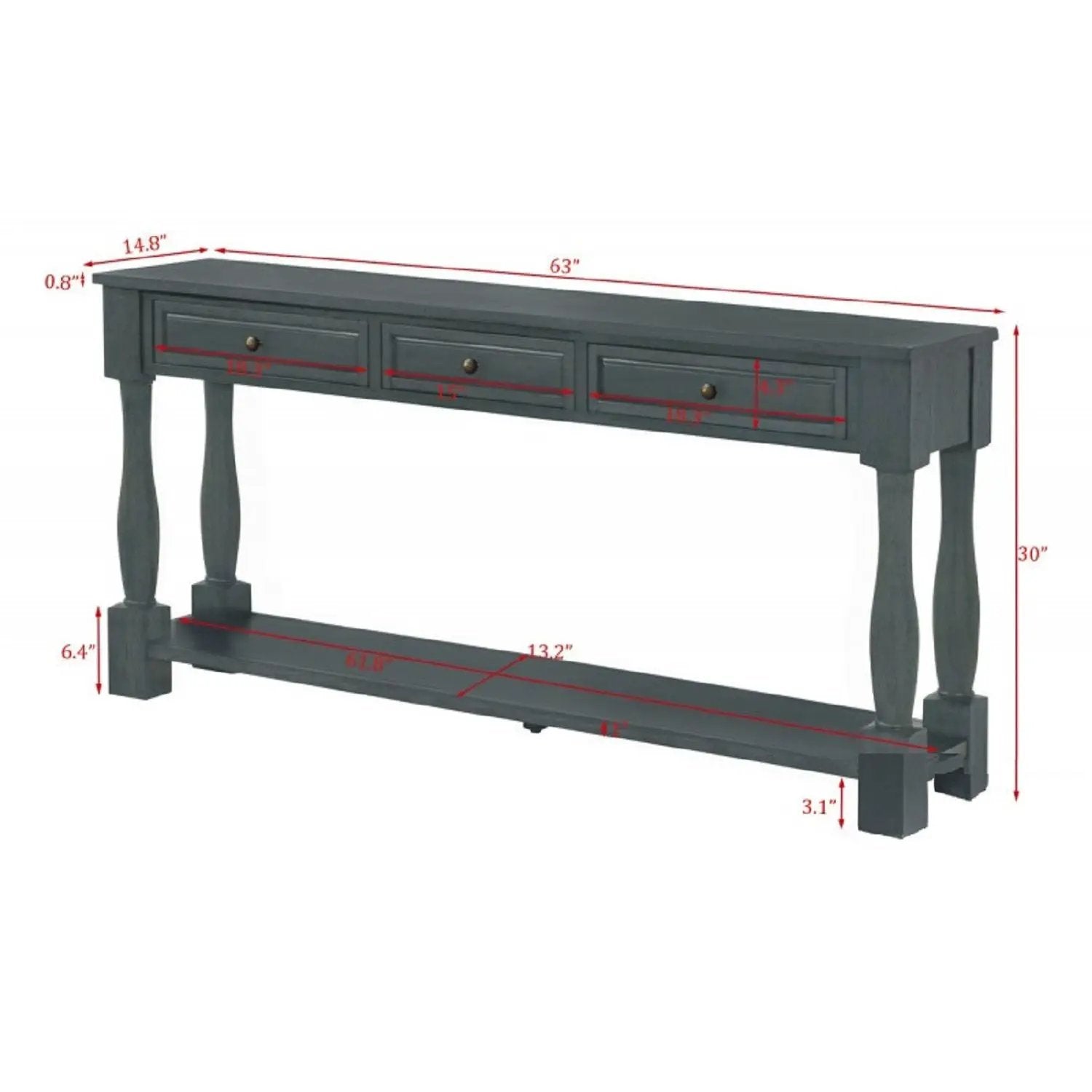 Long Console Table With Drawers And Shelf