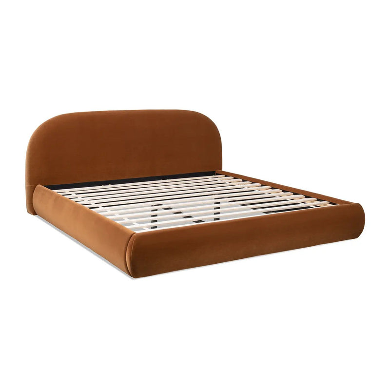 Archie Puffy Grounded Upholstered Platform Bed, King, Burnt by HouseOfZazla