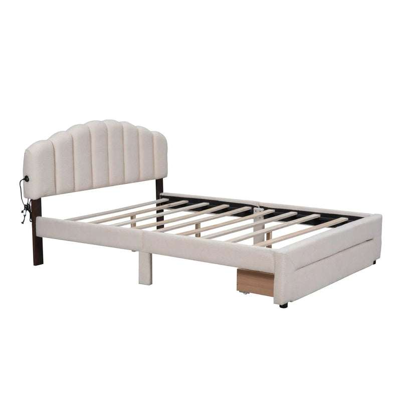 Upholstered Platform Bed With Drawer by Unique Piece Furniture