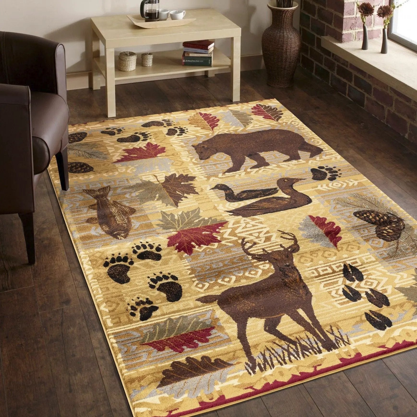 Nature's Nest - 5'3" X 7'3" Polypropylene, Lodge Area Rug - Multi / Beige by Unique Piece Furniture
