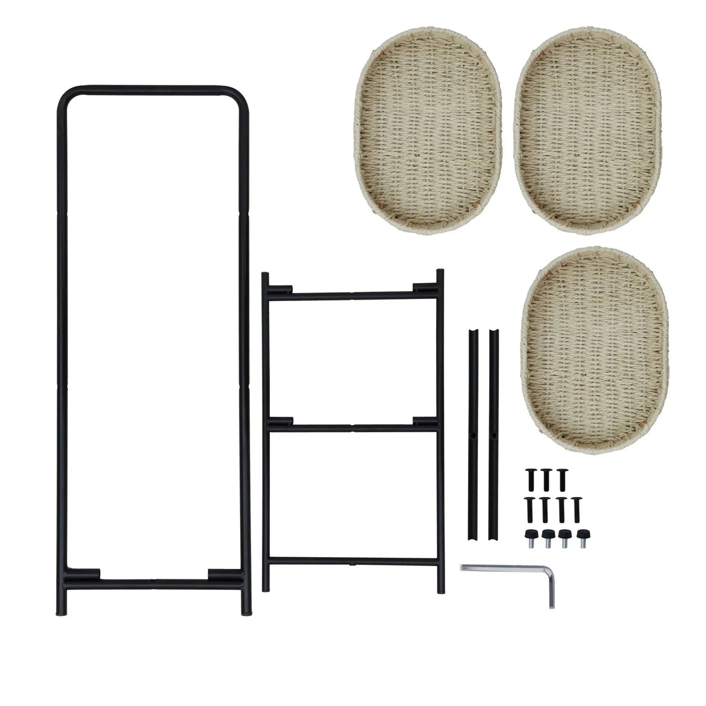Modern 3 Tier Handwoven Side Table With Oval Organizer by HouseOfZazla