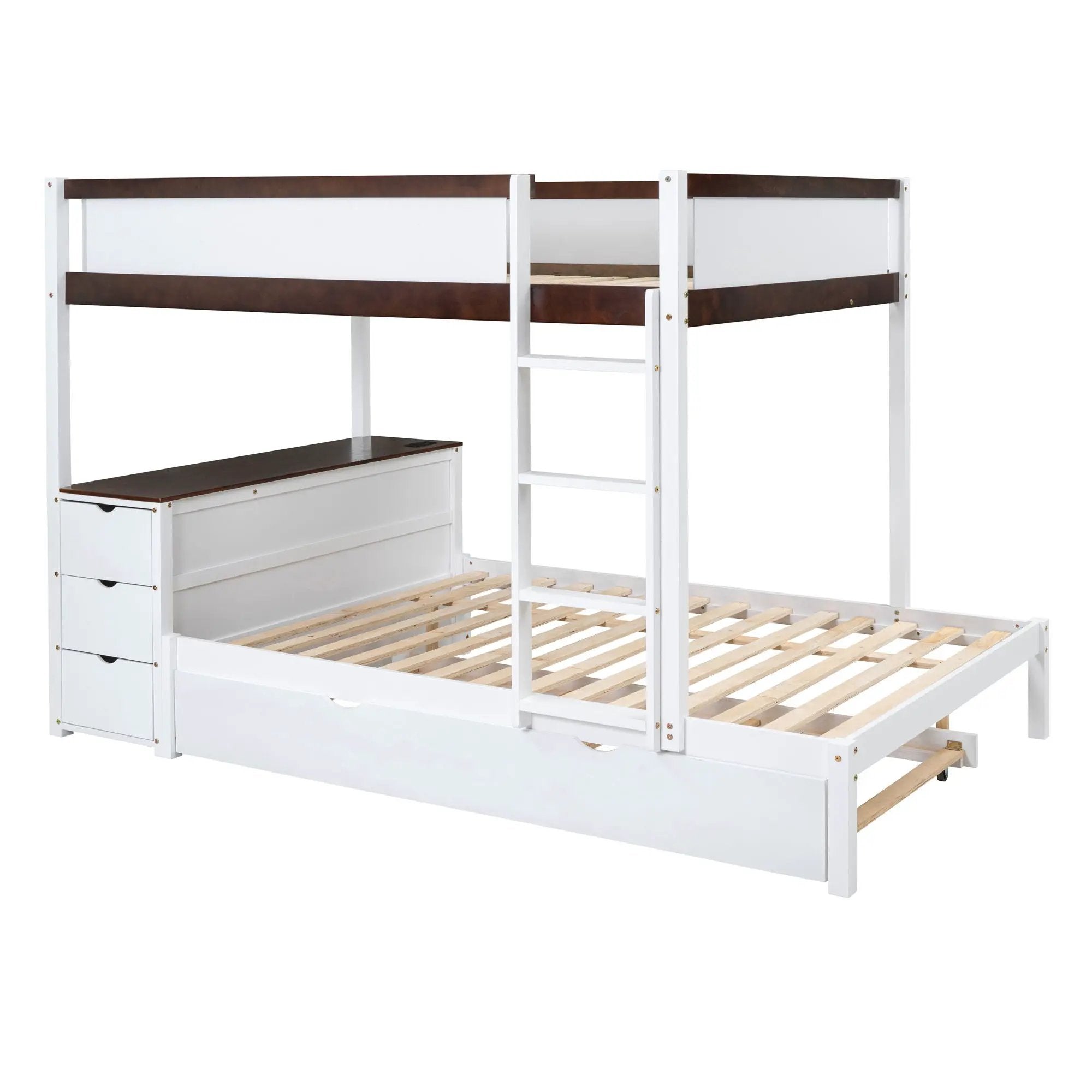 Bunk Bed With Twin Size Trundle, Storage And Desk