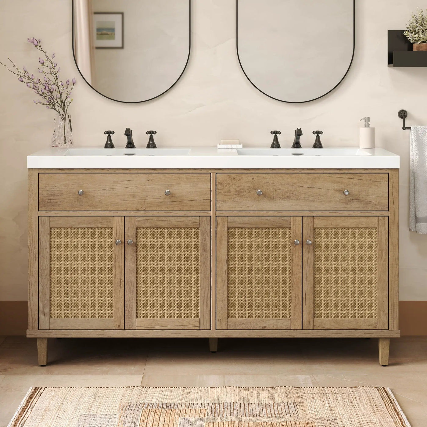 Bathroom Vanity With Double Sink, Large Storage Space by HouseOfZazla