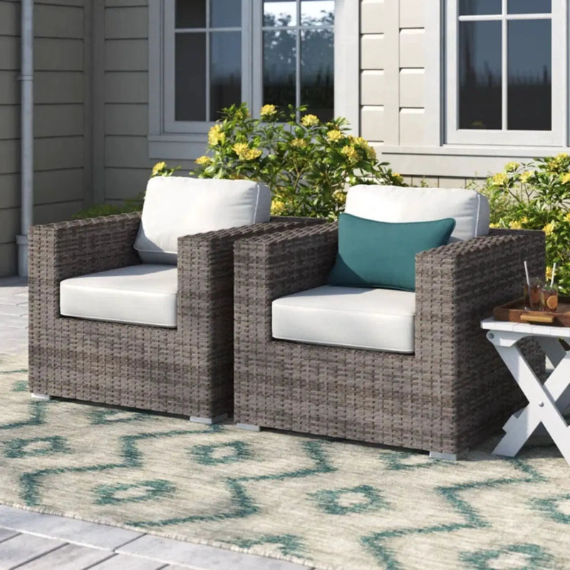 Grade - Club Patio Chair With Sunbrella Cushions (Set of 2) - Gray Mix / White by Unique Piece Furniture