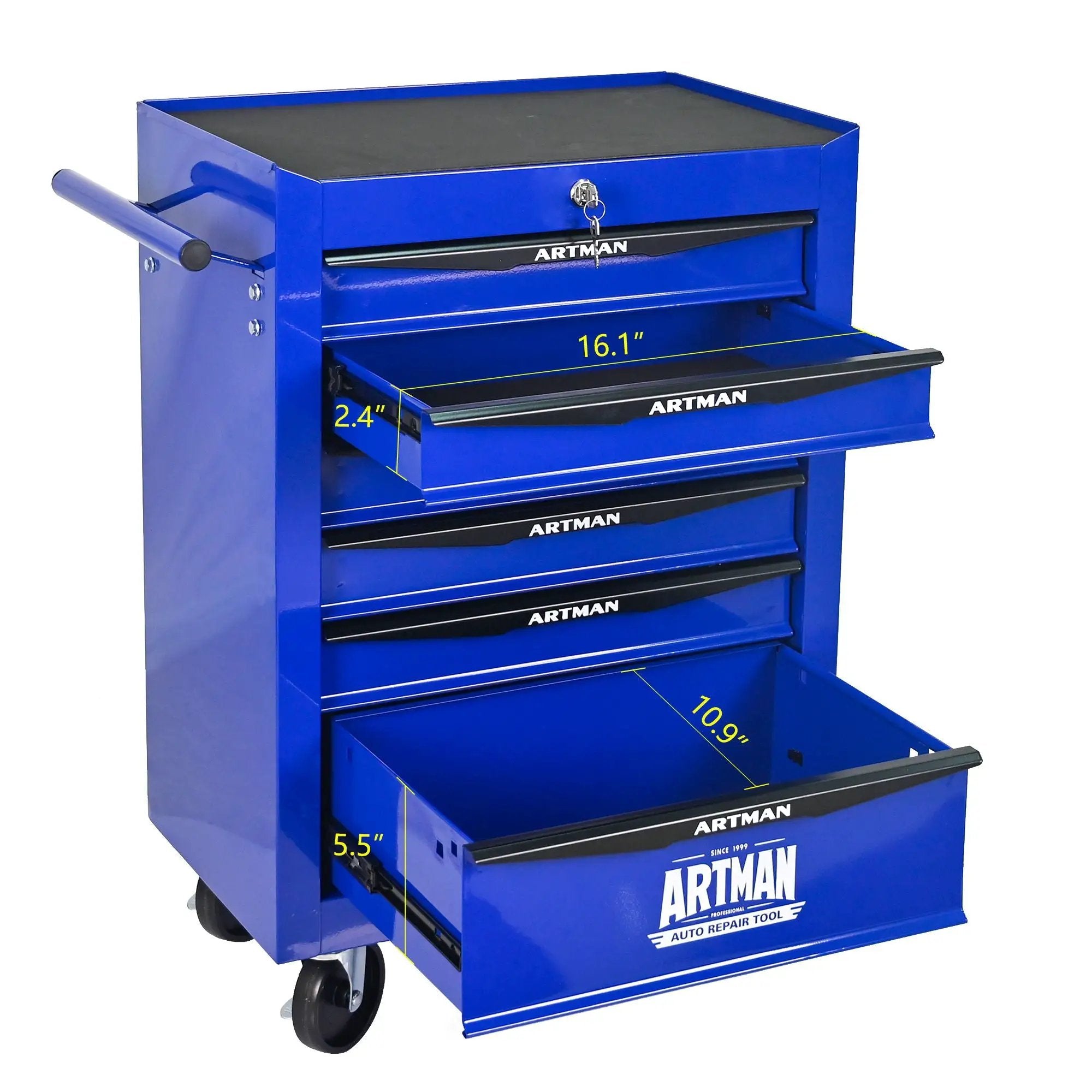 Rolling Metal Tool Chest With Drawers, Steel Storage Cabinet With Ball Bearing Slides by HouseOfZazla
