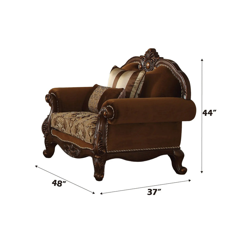 Jardena - Chair With 2 Pillows (Same Lv01593) - Pattern Fabric & Cherry Oak by Unique Piece Furniture
