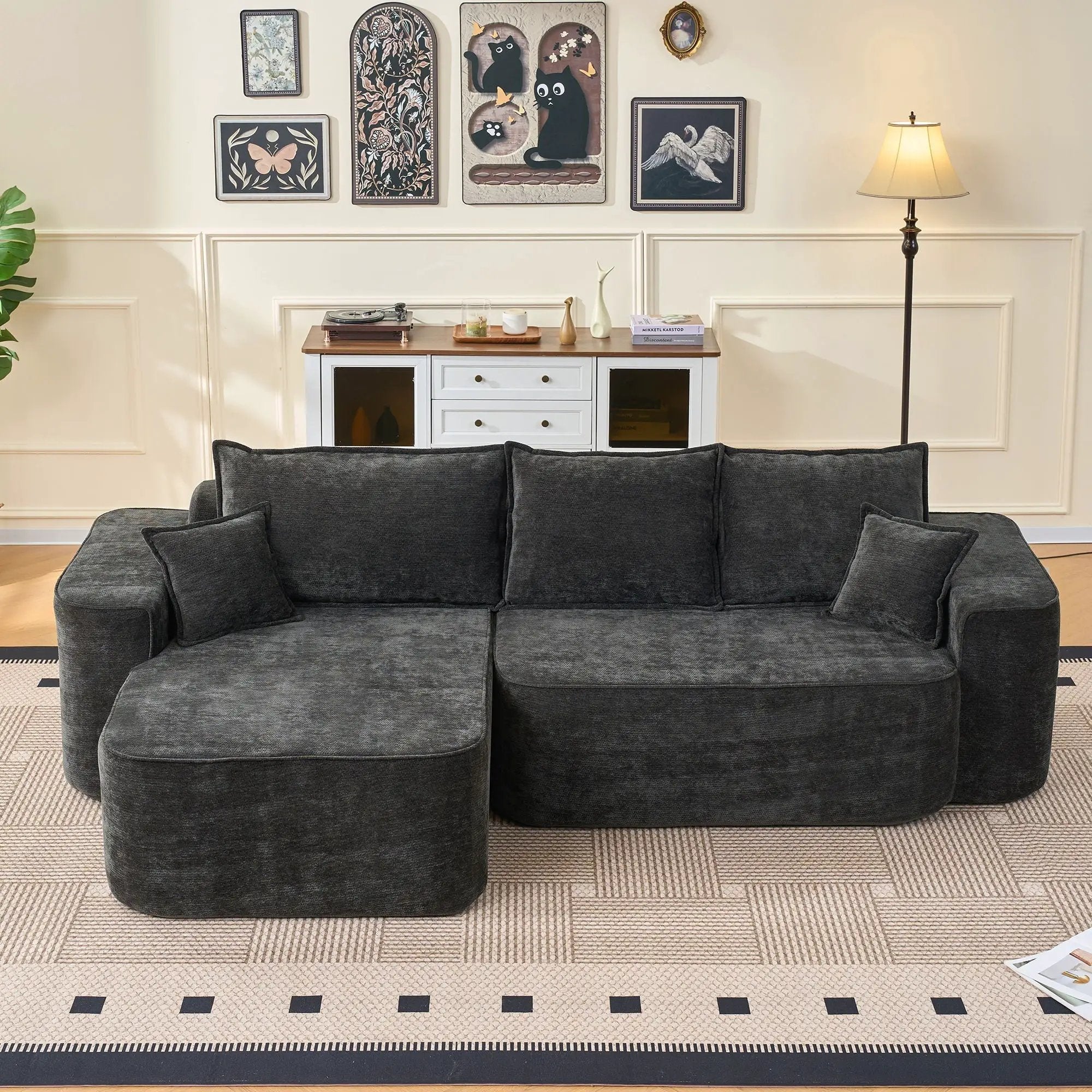 L-Shaped Sectional Sofa Couch With Chaise, Extra Deep Seats by HouseOfZazla