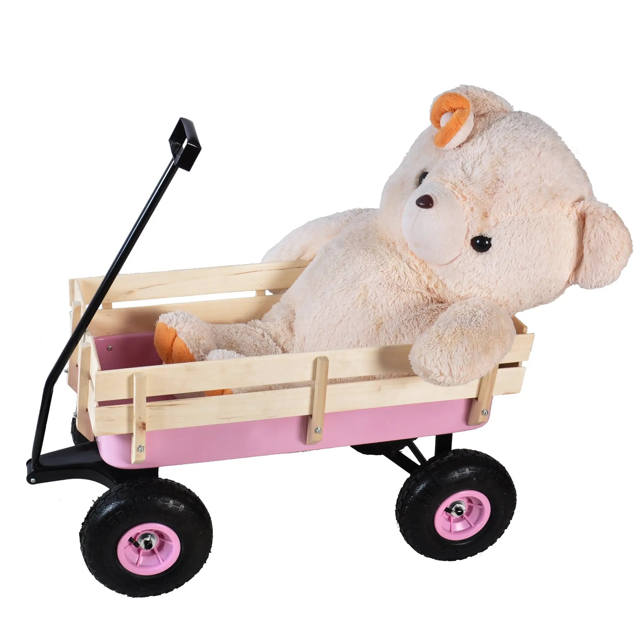 Outdoor All Terrain Garden Wagon with Wooden Railings and Pneumatic Tires by HouseOfZazla