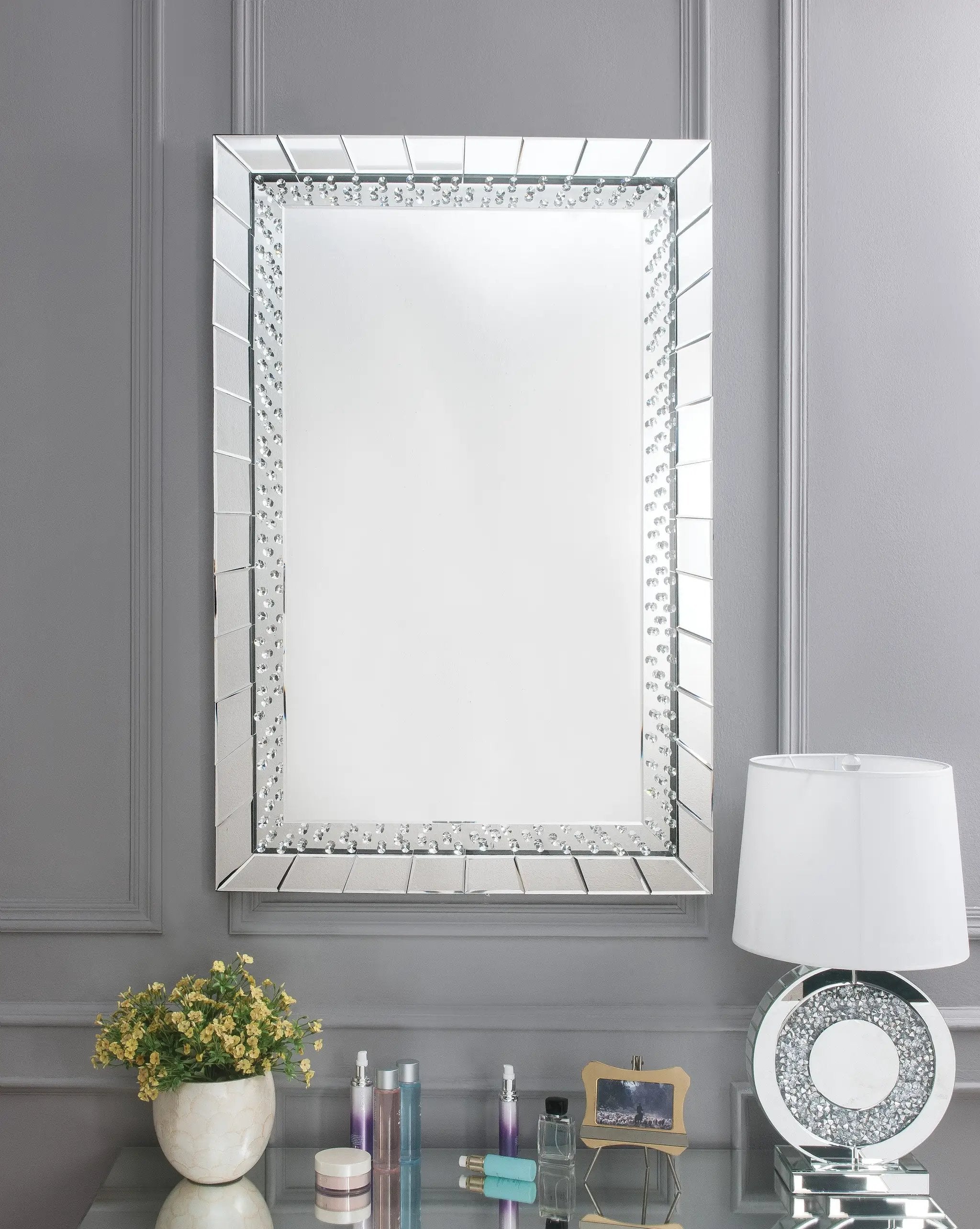 Nysa Mirrored & Faux Crystals Accent Mirror by HouseOfZazla