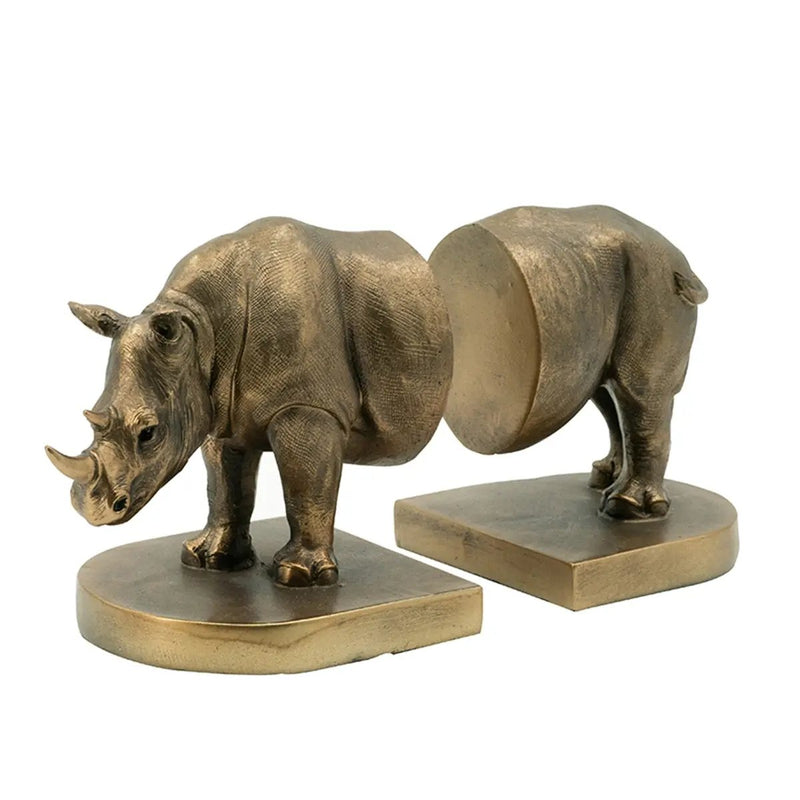 Set of 2 Rhino Bronze Bookends by HouseOfZazla