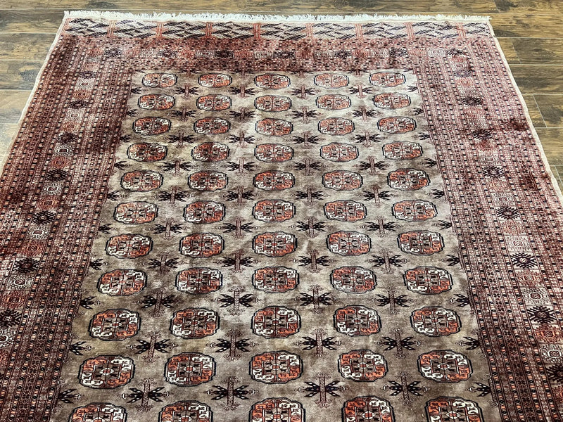 Pakistani Bokhara Turkoman Rug 7x10, Handmade Vintage Wool Carpet, Brown-Red by Jewel Rugs