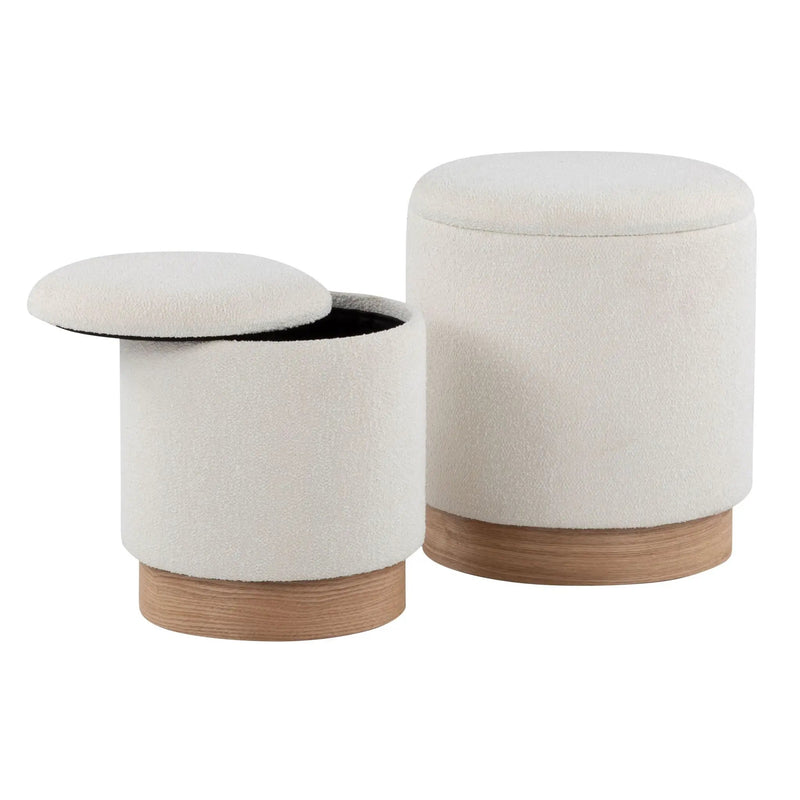 Marla - Contemporary, Nesting Ottoman Set - Natural / Cream by HouseOfZazla