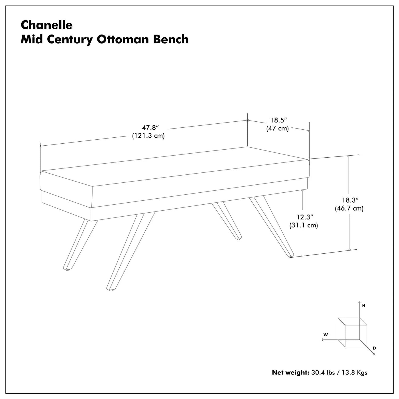 Chanelle - Mid-Century Ottoman Bench by Unique Piece Furniture