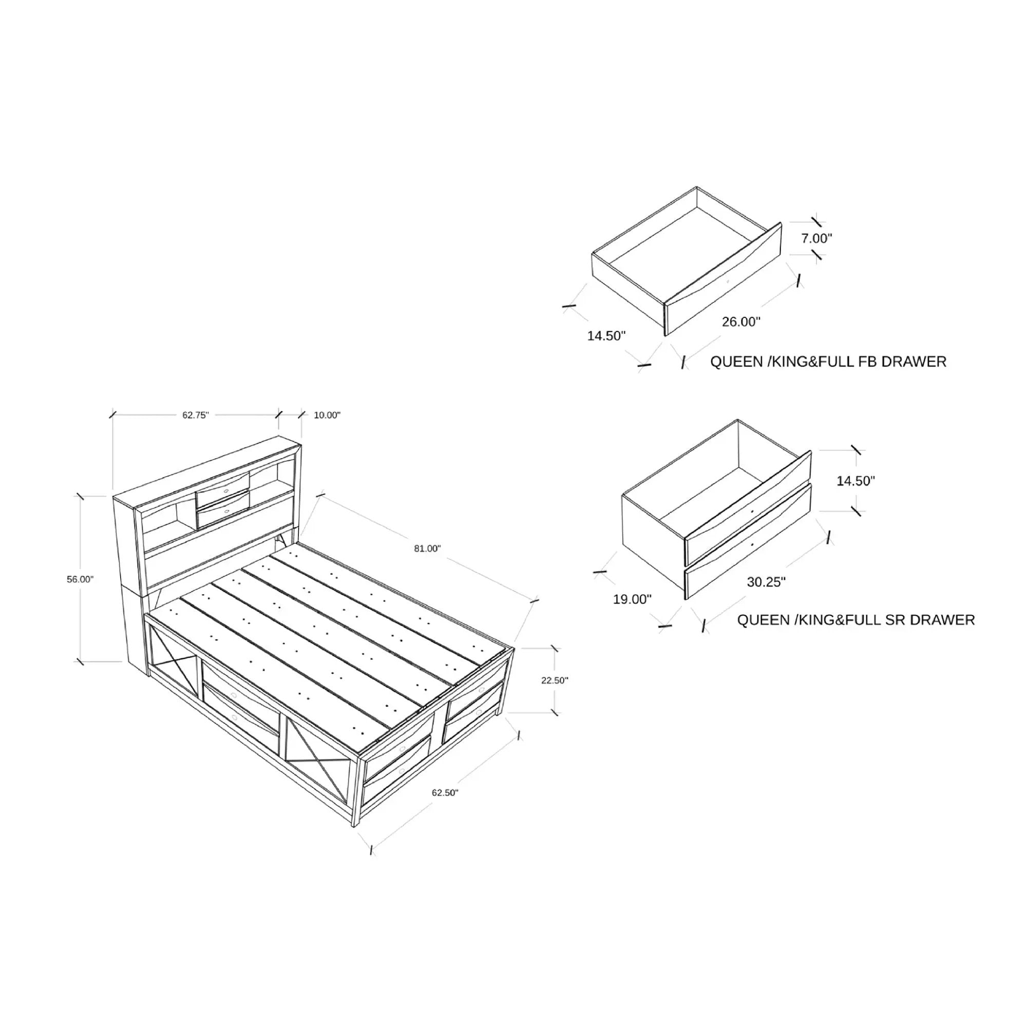 Lucille - Bed With Storage And Bookcase Headboard by Unique Piece Furniture