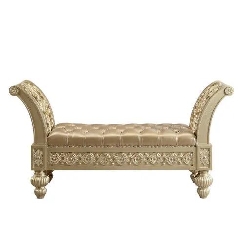 Seville - Bench - Gold Synthetic Leather & Gold by Unique Piece Furniture