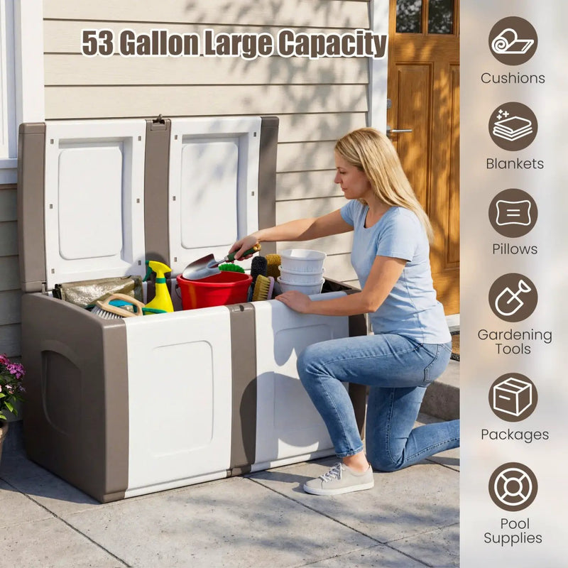 53 Gallon Patio Container with Lockable Lid for Packages and Garden by DirectDeals