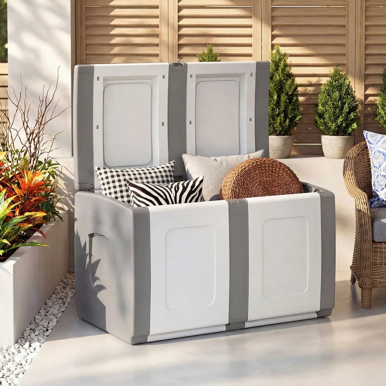 53 Gallon Patio Container with Lockable Lid for Packages and Garden by DirectDeals