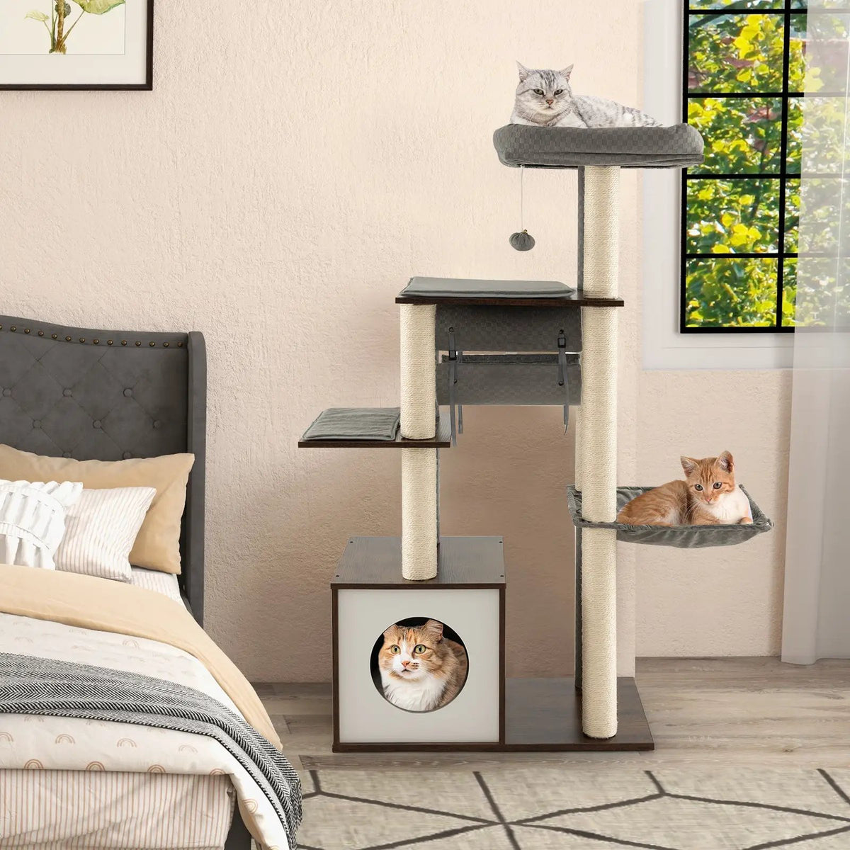 53 Inch Cat Tree with Condo and Swing Tunnel, photo 4 of 16