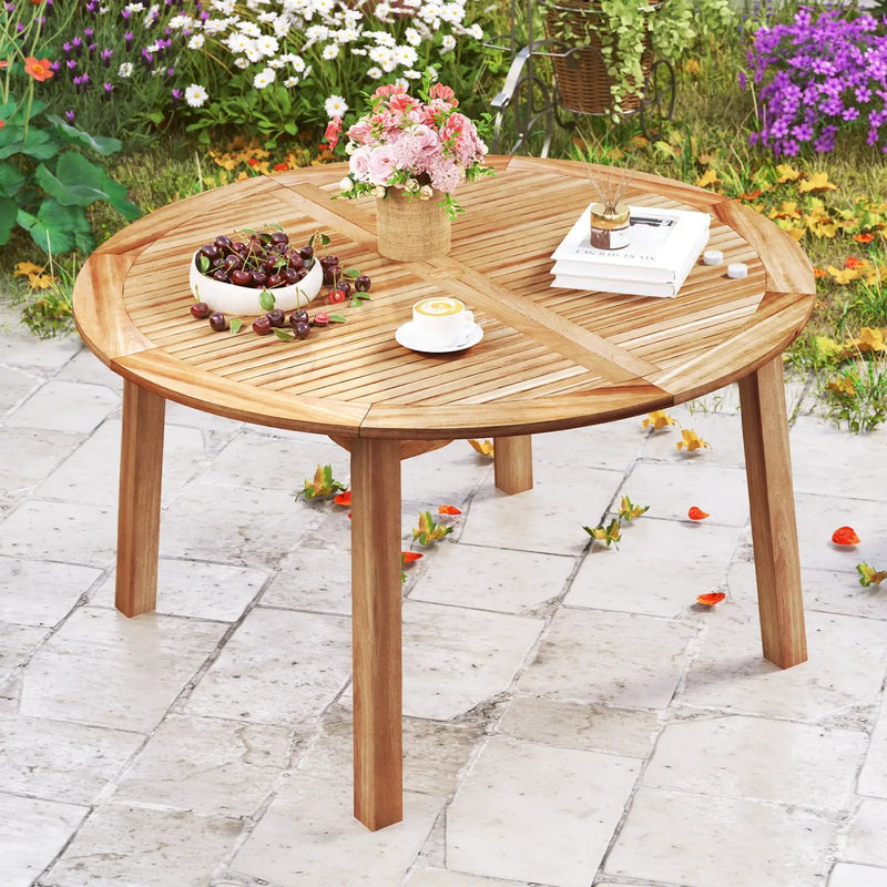53 Inch Outdoor Acacia Wood Dining Table for 4-6 People by DirectDeals