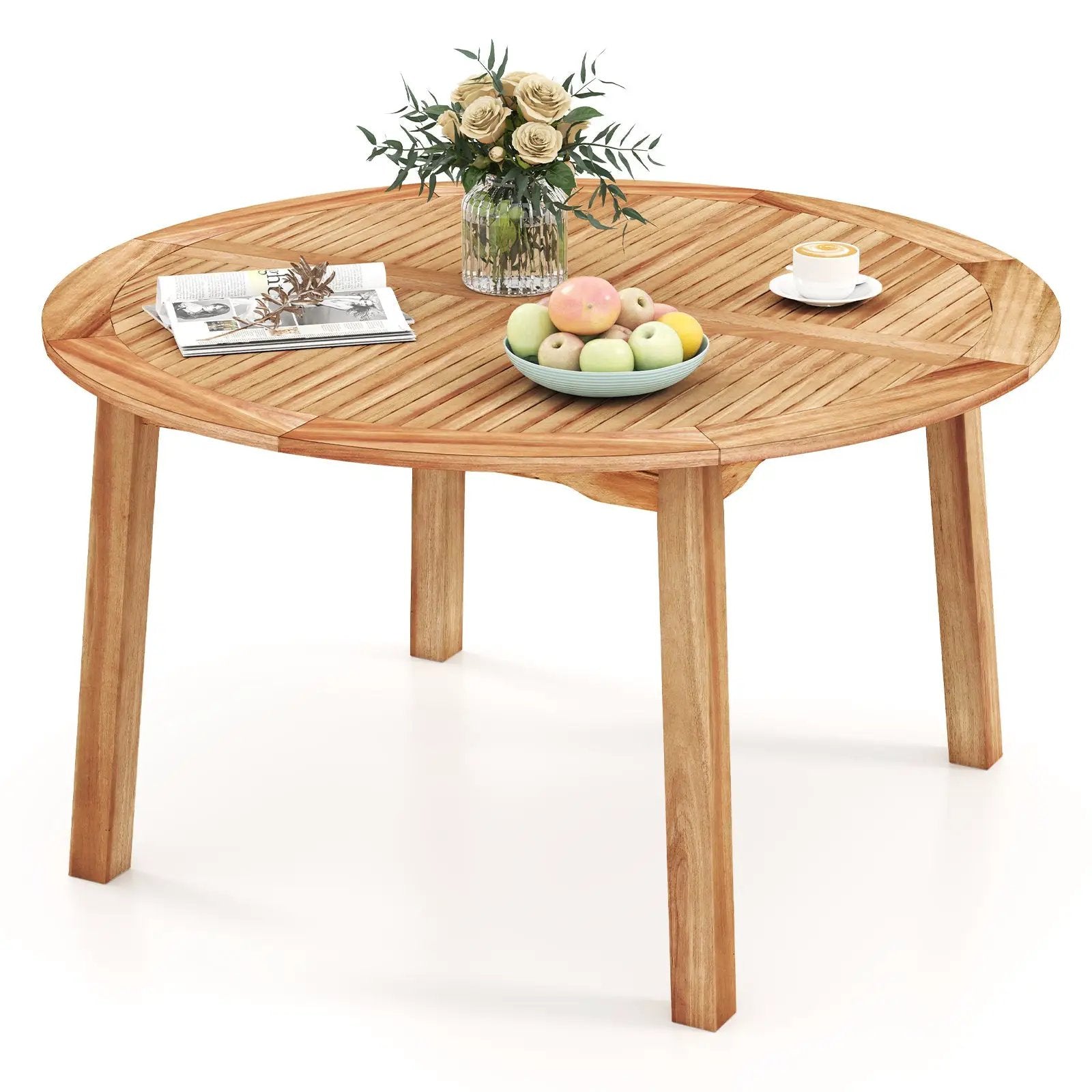 53 Inch Outdoor Acacia Wood Dining Table for 4-6 People by DirectDeals