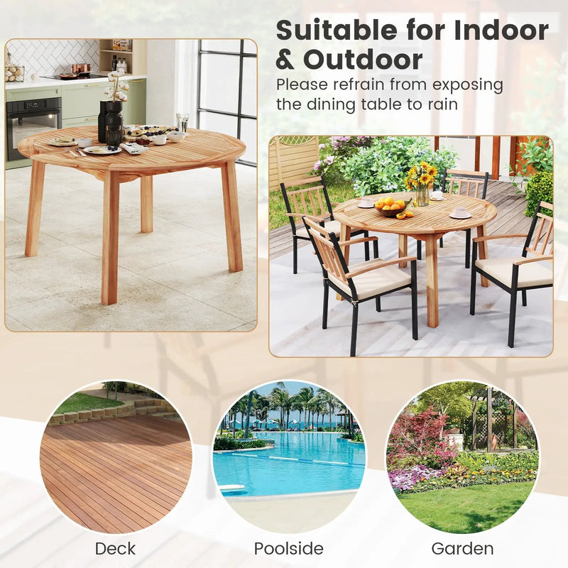 53 Inch Outdoor Acacia Wood Dining Table for 4-6 People by DirectDeals