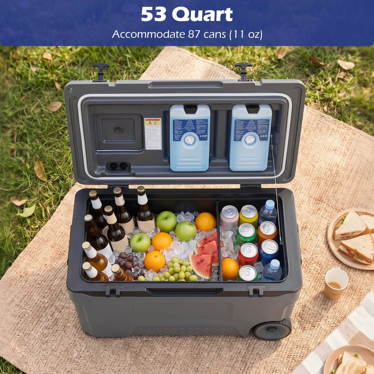 53 Quart Rolling Cooler with Wheels and Fish Ruler, photo 15 of 16