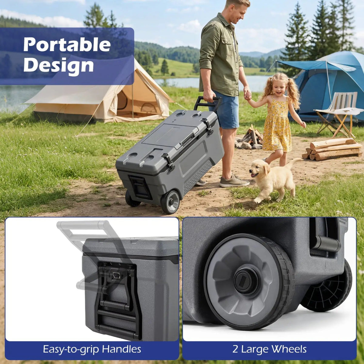 53 Quart Rolling Cooler with Wheels and Fish Ruler, photo 16 of 16