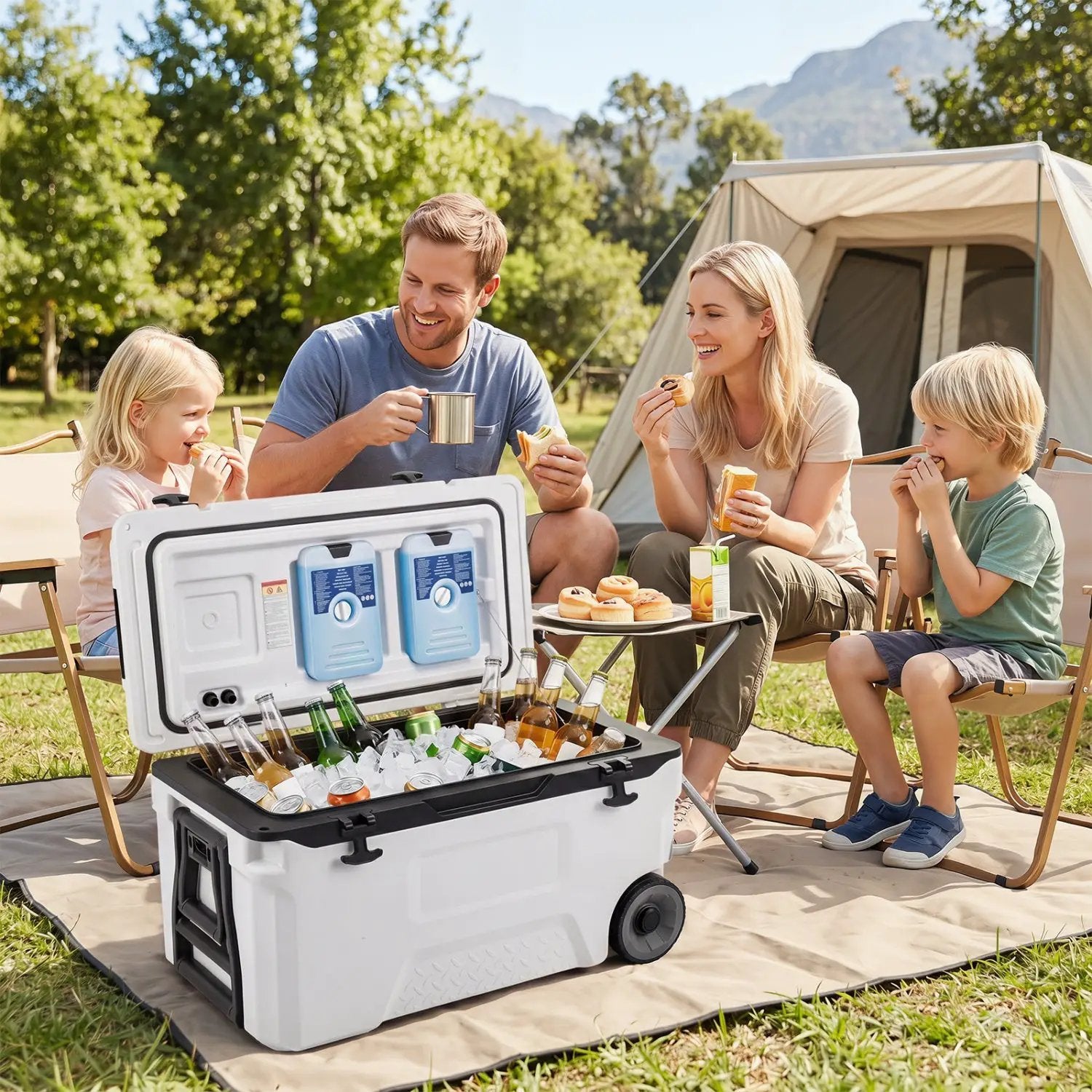 53 Quart Rolling Cooler with Wheels and Fish Ruler by DirectDeals
