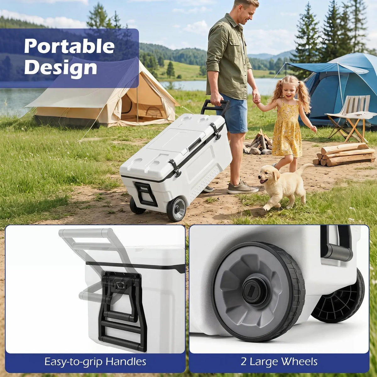 53 Quart Rolling Cooler with Wheels and Fish Ruler, photo 8 of 16