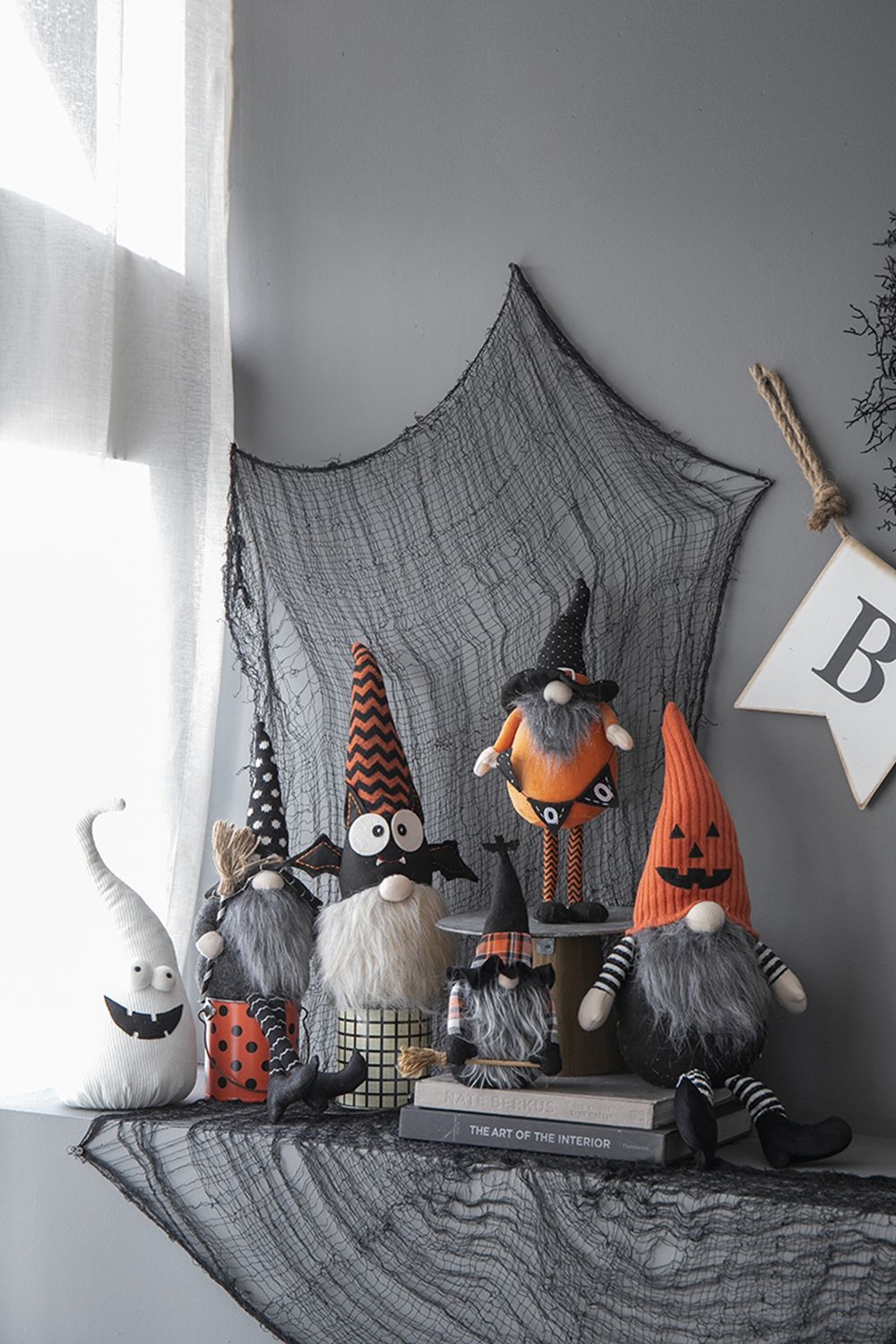 Standing Gnome With Gnome & Holding Banner, For Halloween Decor by HouseOfZazla