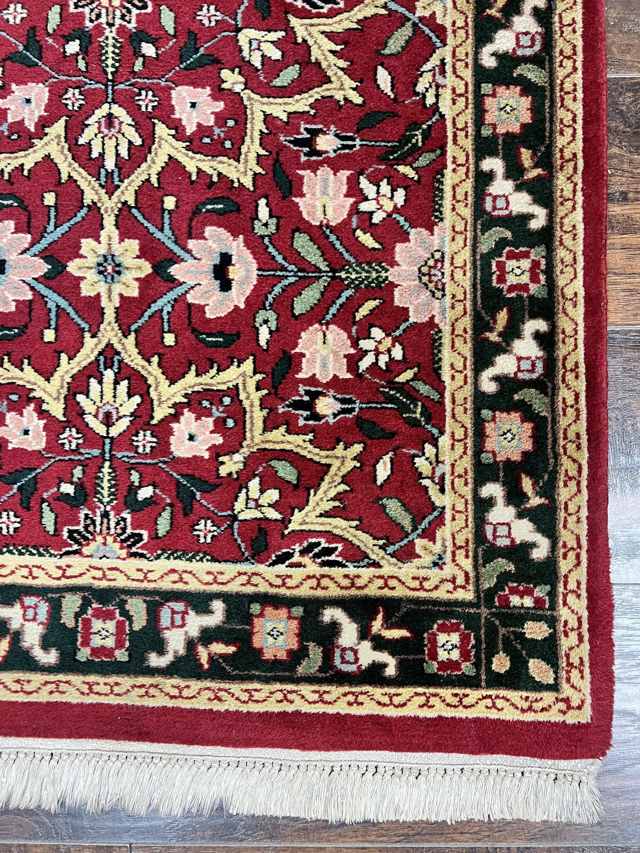 Indo Persian Runner Rug 2.6 x 10, Floral Hand Knotted Wool Hallway Rug, Red by Jewel Rugs