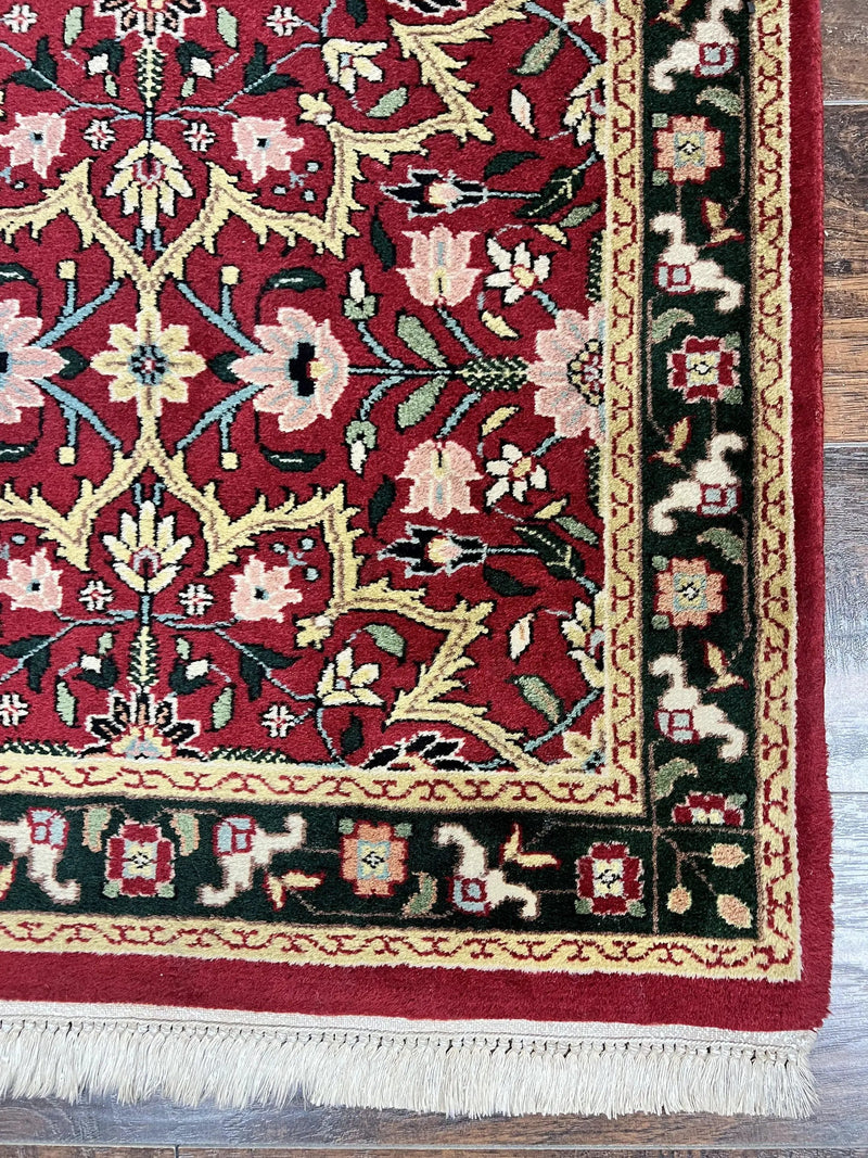 Indo Persian Runner Rug 2.6 x 10, Floral Hand Knotted Wool Hallway Rug, Red by Jewel Rugs