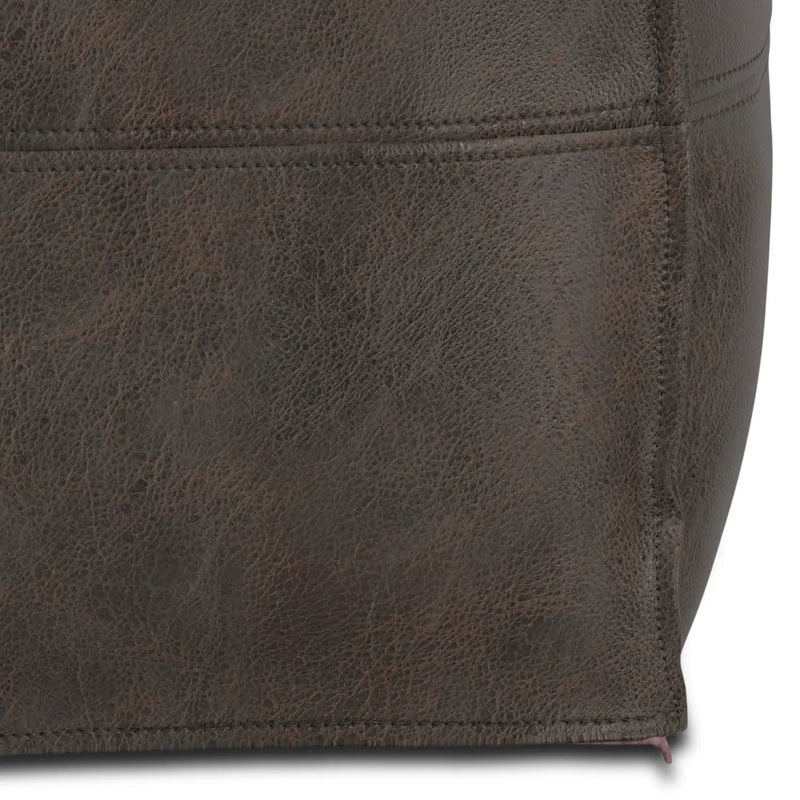 Sheffield - Square Pouf - Distressed Dark Brown by Unique Piece Furniture