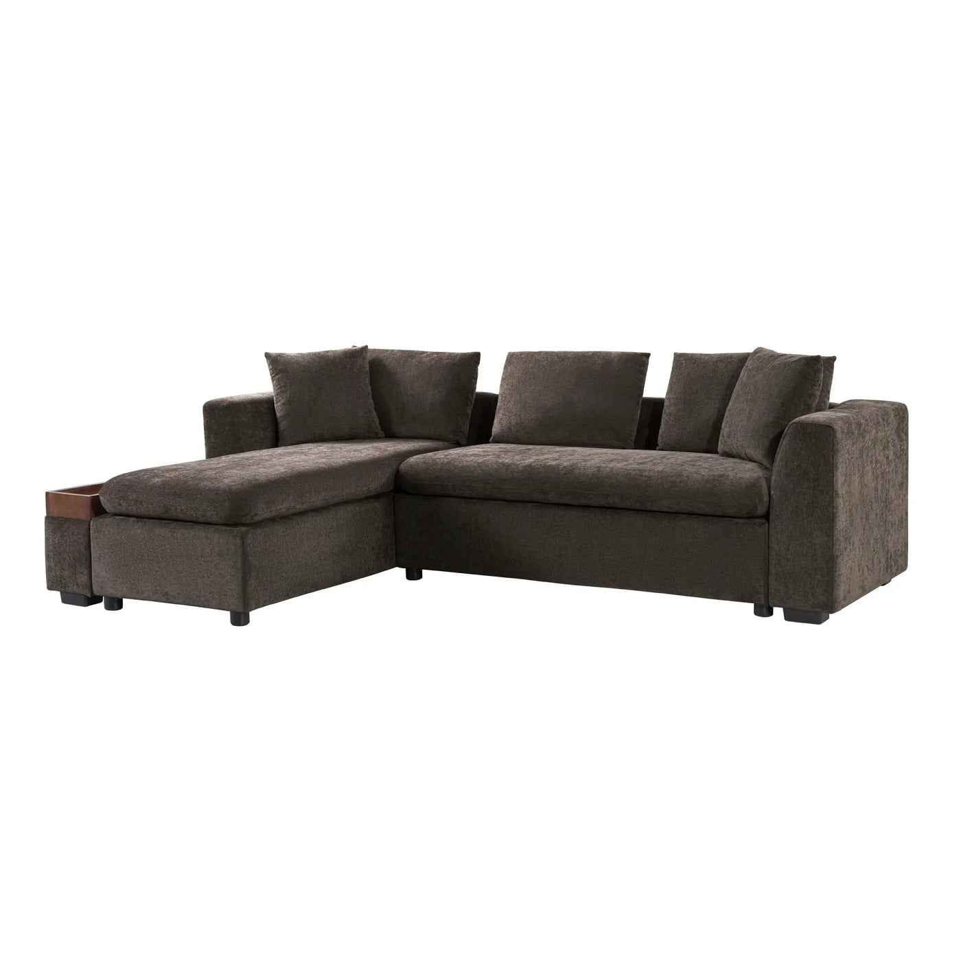 Modern L Shaped Sectional Sofa With Upholstery And Wooden Storage