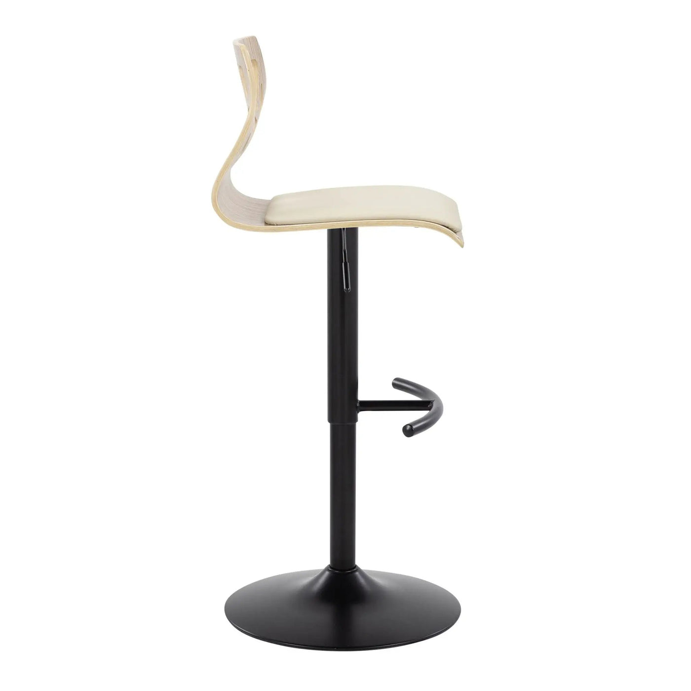 Folia - Mid Century Modern Adjustable Barstool With Swivel With Rounded T Footrest (Set of 2) by HouseOfZazla