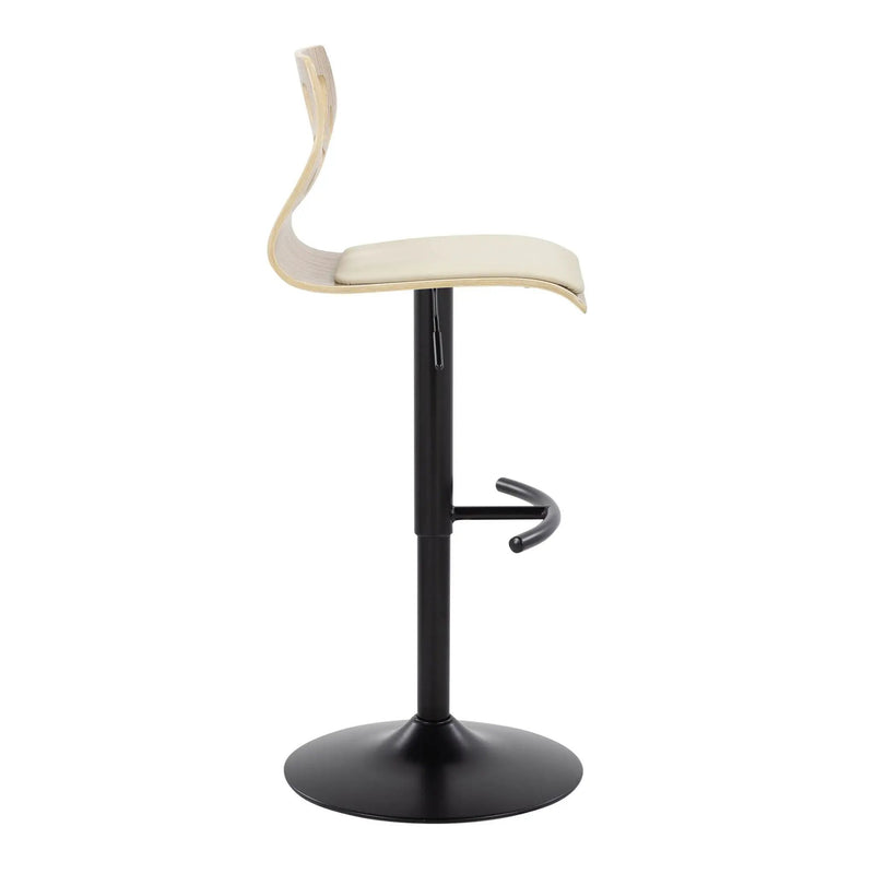 Folia - Mid Century Modern Adjustable Barstool With Swivel With Rounded T Footrest (Set of 2) by Unique Piece Furniture