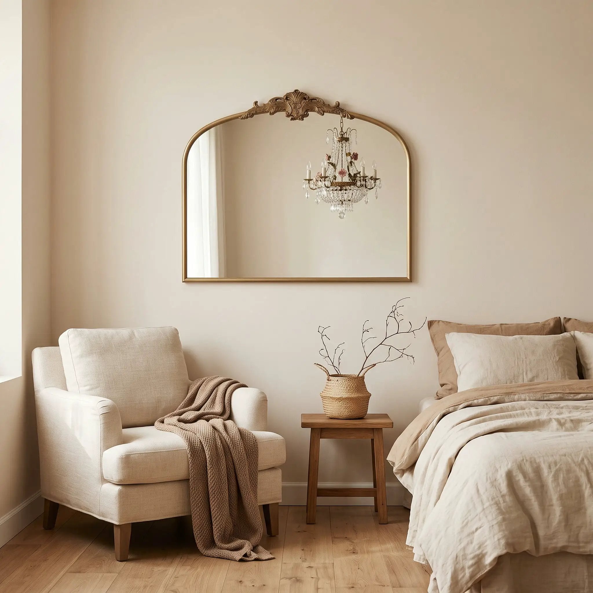 32"x24.4" Baroque Vintage Arched Wall Mirror by HouseOfZazla