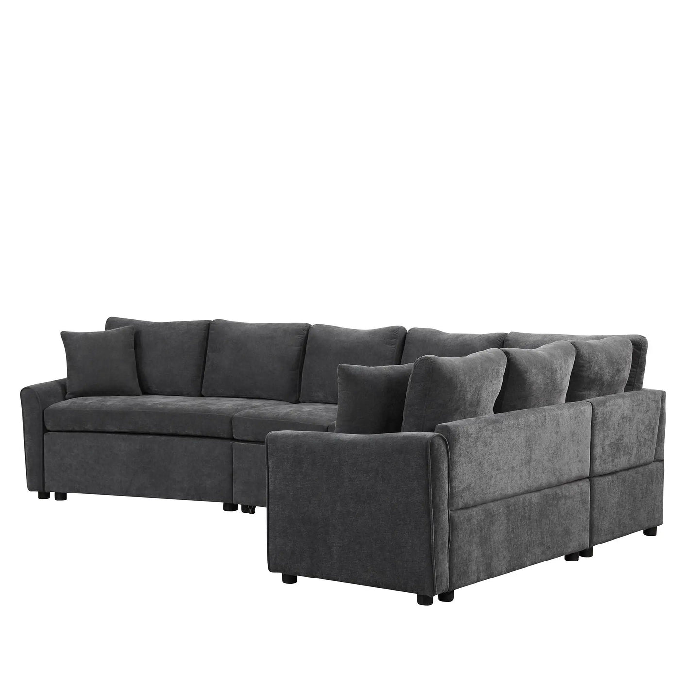 L-Shaped Sofa Convertible Sofa Bed Pull Out Sofa Sleeper With Two Back Pillows, Two USB Ports And Two Power Sockets For Living Room by HouseOfZazla