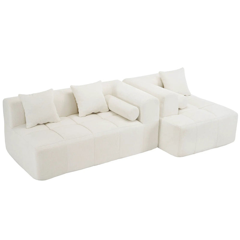 Sectional Free Combined Sofa With 2 Side Pockets by HouseOfZazla