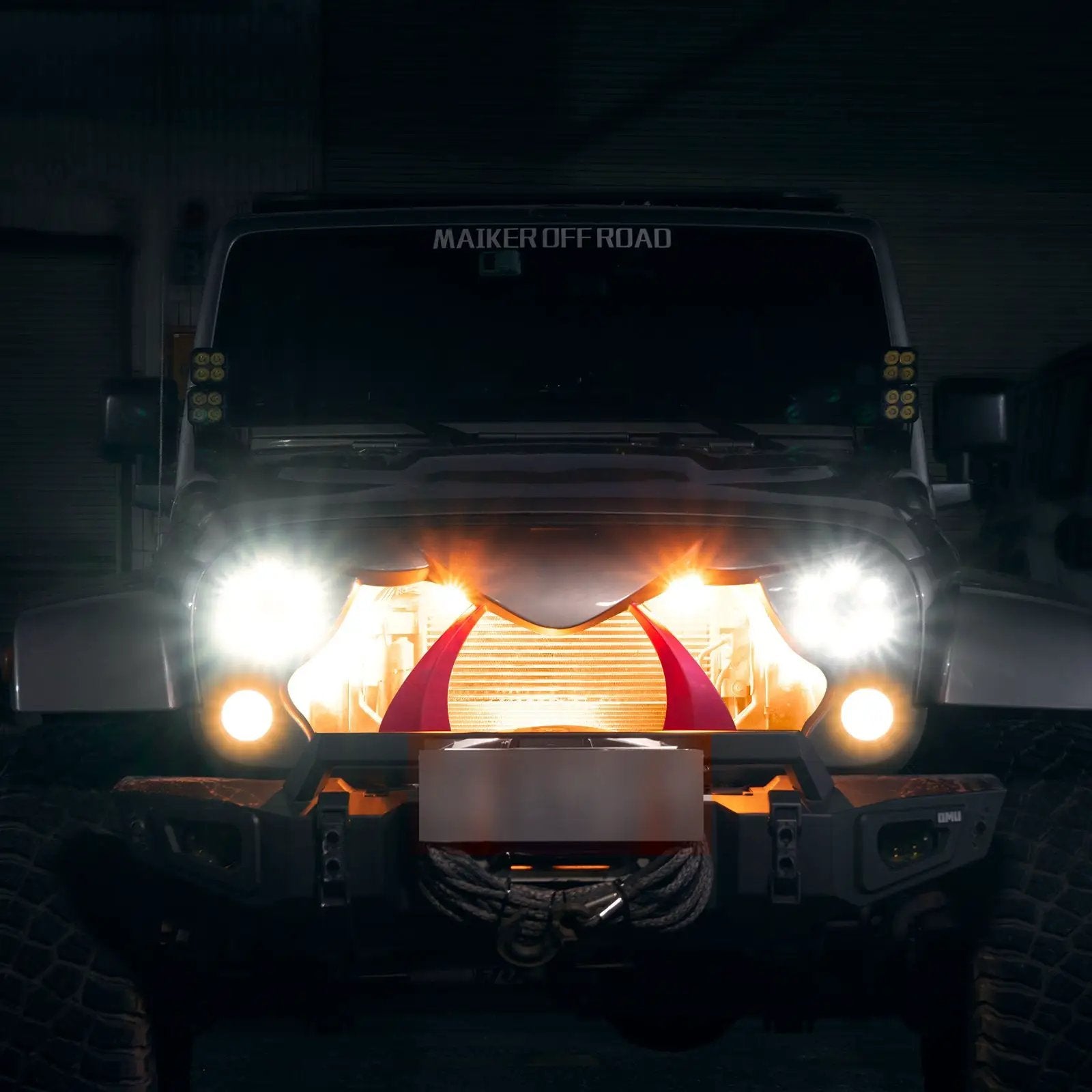 Halloween Front Grille Grid Grill for 2007-2017 Jeep Wrangler Rubicon Sahara Sport JK/JKU, Matte by HouseOfZazla