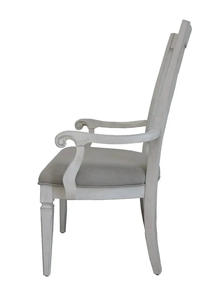Katia - Arm Chair (Set of 2) - Light Gray Linen & Weathered White by Unique Piece Furniture