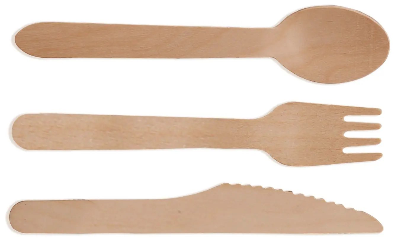 Wooden Compostable Utensils Set 300 Pieces 100 Forks 100 Spoons 100 Knives Sturdy Wood Disposable Cutlery Eco Friendly Biodegradable Utensils For Party Free From Plastic Cutlery Set For Eating - Natural Wood by HouseOfZazla
